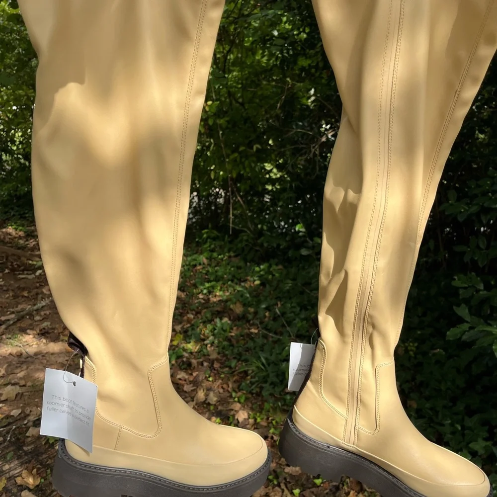 🆕.Franco Sarto Beige Over the Knee Boots Size 6